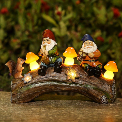 Elosung Solar Powered Garden Gnome Statue Led Lighted Outdoor Resin Decoration Ornaments & Statues