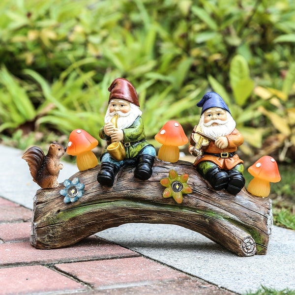 Elosung Solar Powered Garden Gnome Statue Led Lighted Outdoor Resin Decoration Ornaments & Statues