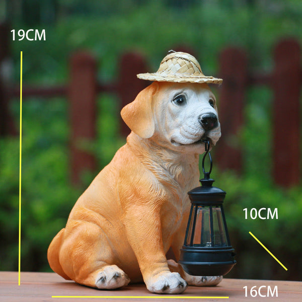 Elosung Solar Powered Dog Statue With Led Lantern Waterproof Outdoor Garden Light Ornaments & Statues