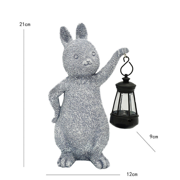 Elosung Solar Powered Rabbit Statue With Led Lantern Cute Garden And Lawn Decoration Ornaments & Statues