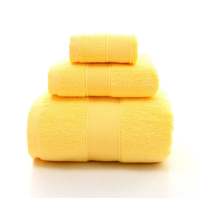 Elosung Yellow Luxury 100% Cotton Towel Set 3 Piece Combed Bath Towels & Washcloths