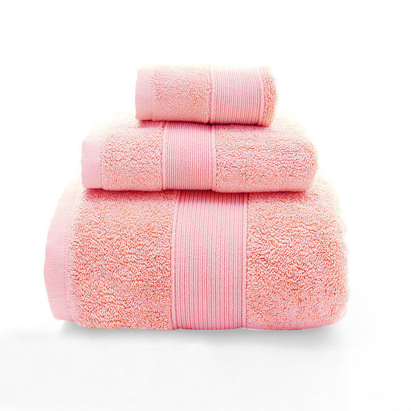 Elosung Pink Luxury 100% Cotton Towel Set 3 Piece Combed Bath Towels & Washcloths