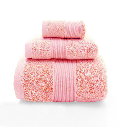 Elosung Pink Luxury 100% Cotton Towel Set 3 Piece Combed Bath Towels & Washcloths