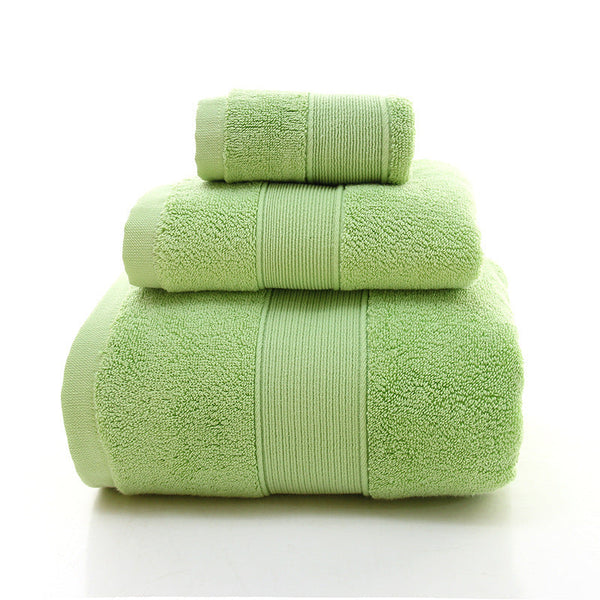 Elosung Green Luxury 100% Cotton Towel Set 3 Piece Combed Bath Towels & Washcloths