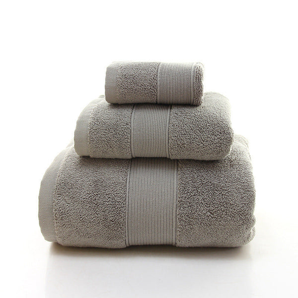 Elosung Grey Luxury 100% Cotton Towel Set 3 Piece Combed Bath Towels & Washcloths