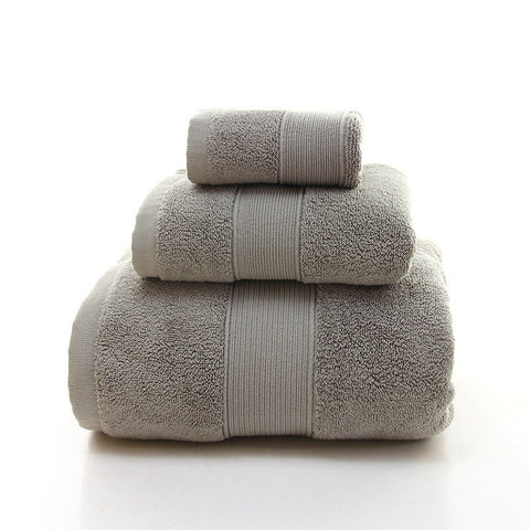 Elosung Grey Luxury 100% Cotton Towel Set 3 Piece Combed Bath Towels & Washcloths