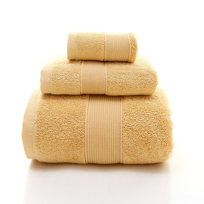 Elosung Curry Luxury 100% Cotton Towel Set 3 Piece Combed Bath Towels & Washcloths