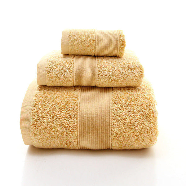 Elosung Curry Luxury 100% Cotton Towel Set 3 Piece Combed Bath Towels & Washcloths