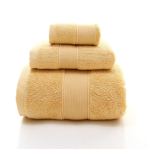 Elosung Curry Luxury 100% Cotton Towel Set 3 Piece Combed Bath Towels & Washcloths