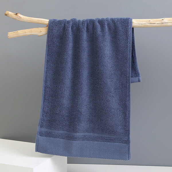 Elosung Blue Cotton Face Towel 3 Piece Thick Absorbent Soft Towels Towels & Washcloths