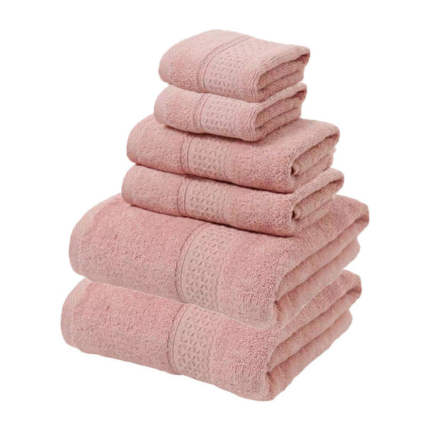 Elosung Pink Luxury 6 Piece Cotton Towel Set Bath Hand Face Towels Home Garden Towels & Washcloths