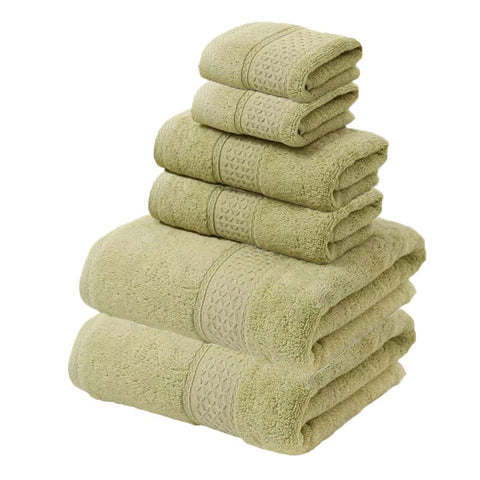 Elosung Green Luxury 6 Piece Cotton Towel Set For Home And Garden Use Towels & Washcloths