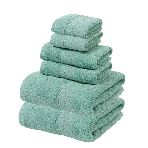 Elosung Green Blue Luxury 6 Piece Cotton Towel Set Bath Hand Face Towels Home Garden Towels & Washcloths