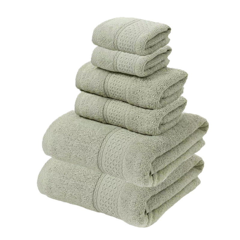 Elosung Grey Green Luxury 6 Piece Cotton Towel Set For Home And Garden Use Towels & Washcloths