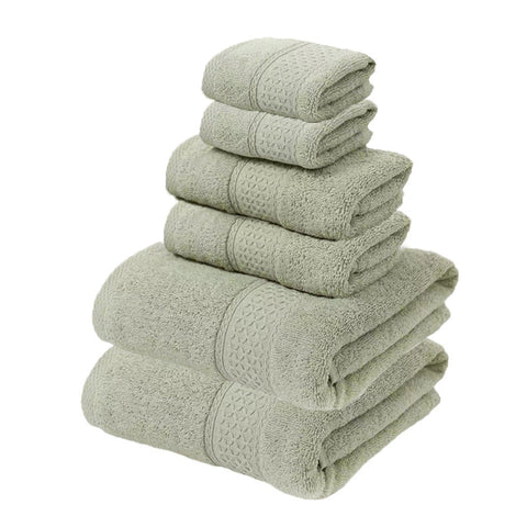 Elosung Grey Green Luxury 6 Piece Cotton Towel Set For Home And Garden Use Towels & Washcloths