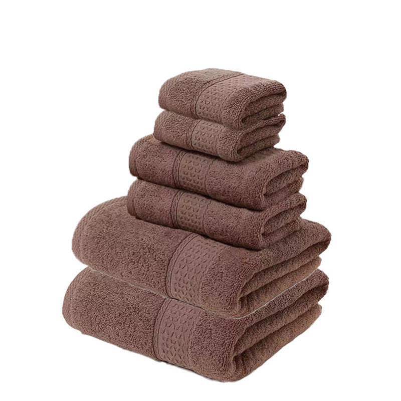 Elosung Brown Luxury 6 Piece Cotton Towel Set With Bath Hand And Face Towels Towels & Washcloths