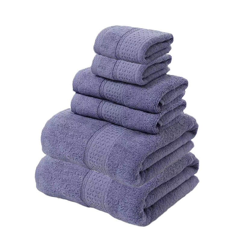 Elosung Purple Luxury 6 Piece Cotton Towel Set For Home And Garden Use Towels & Washcloths