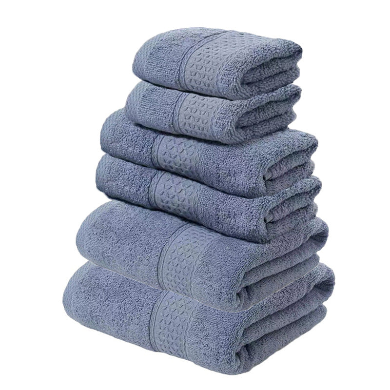 Elosung Grey Blue Luxury Six Piece 100 Percent Cotton Towel Set For Home And Garden Towels & Washcloths