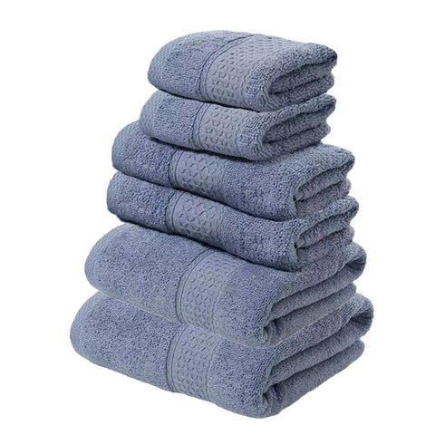 Elosung Grey Blue Luxury Six Piece 100 Percent Cotton Towel Set For Home And Garden Towels & Washcloths