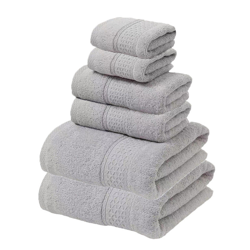 Elosung Light Grey Luxury 6 Piece Cotton Towel Set For Home And Garden Use Towels & Washcloths