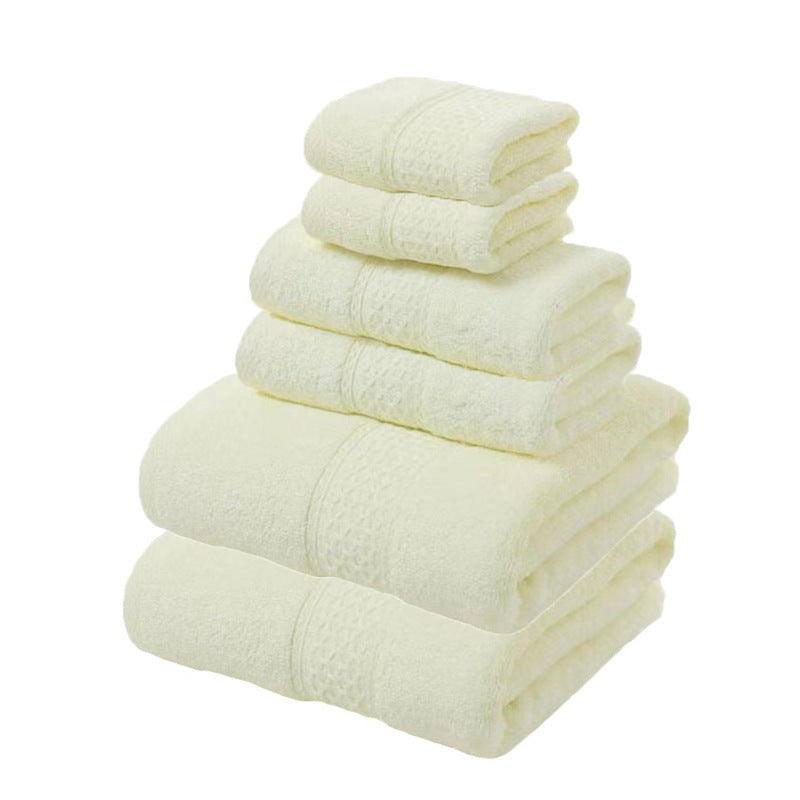 Elosung Beige Luxury 6 Piece Cotton Towel Set Bath Hand Face Towels For Home And Garden Towels & Washcloths