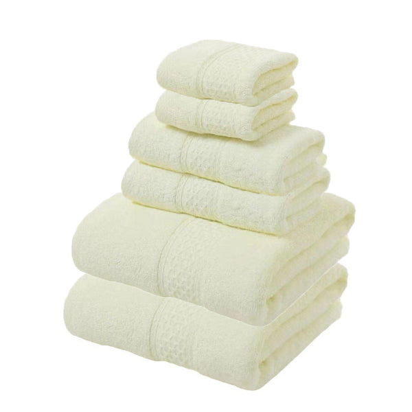 Elosung Beige Luxury 6 Piece Cotton Towel Set Bath Hand Face Towels For Home And Garden Towels & Washcloths