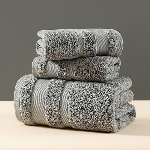 Elosung Grey Luxury 3 Piece 100% Cotton Towel Set Bath Hand And Face Towels Towels & Washcloths