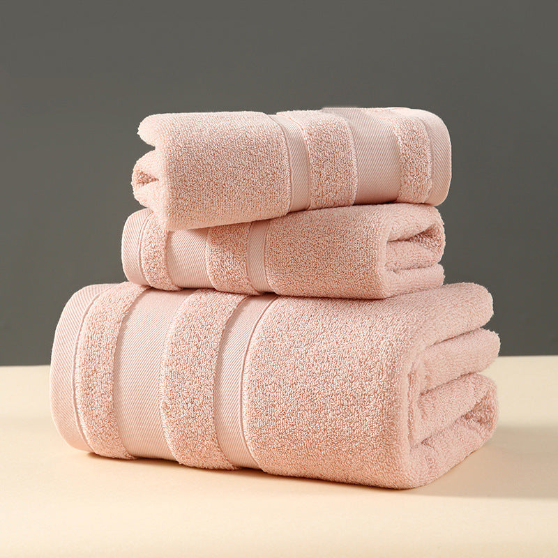 Elosung 3 Piece Luxury 100% Cotton Towel Set Bath Hand Face Towels Pink Towels & Washcloths