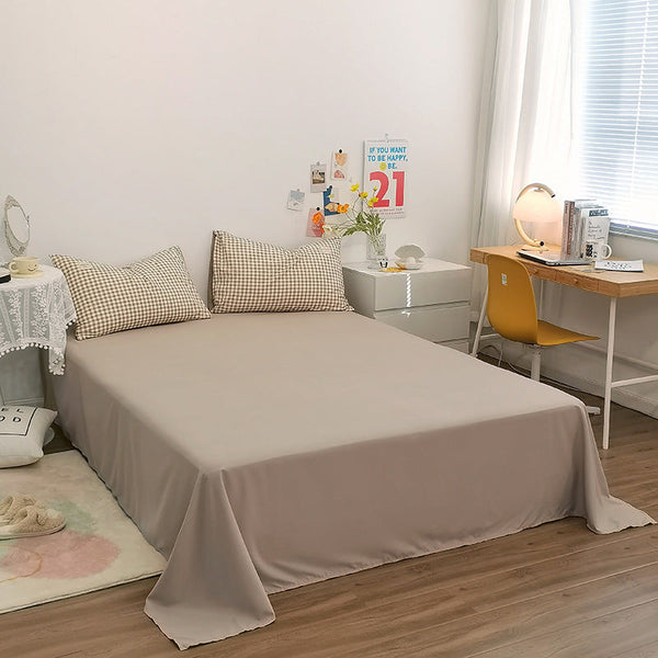 Elosung Beige 4 Piece Cotton Bedding Set Fits 1.5M/1.8M Beds (Duvet Cover 200X230cm Sheet 230X250cm) Sheets