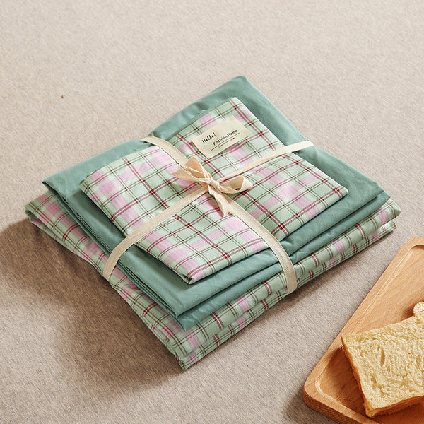 Elosung Green 4 Piece Cotton Bedding Fits 1.5M/1.8M Beds (Duvet Cover 200X230cm Sheet 230X250cm) Sheets