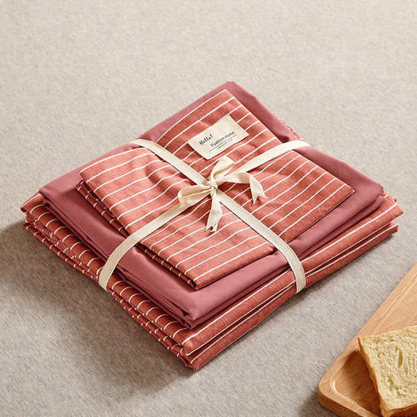 Red 4 Piece Cotton Bedding Set Fits 1.5M/1.8M Beds (Duvet Cover 200X230cm Sheet 230X250cm) Sheets