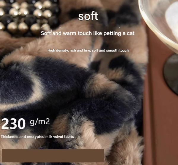 Khaki Luxury Winter Faux Rabbit Fur Bedding Set 4 Piece Melange Style Plush For 1.8M Beds (200X230cm Duvet Cover) Sheets