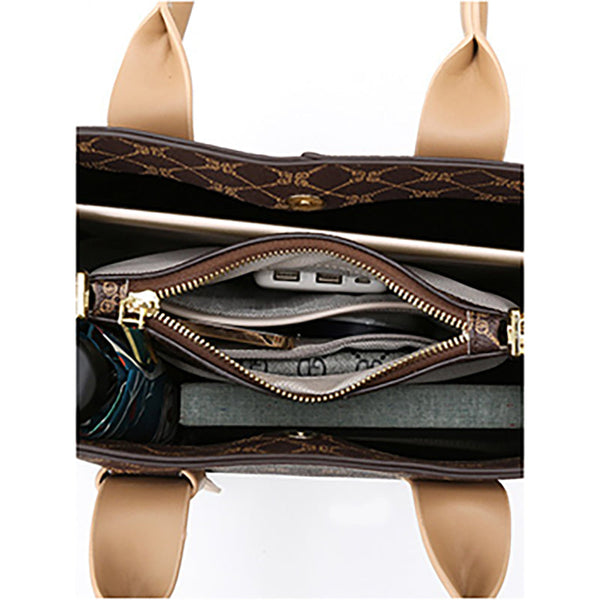 Elosung Black Retro Handbag Large Capacity Pu Leather Tote Women's Bags & Handbags