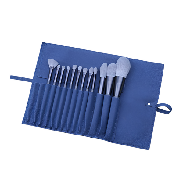 Elosung Gray Purple 12 Piece Professional Makeup Brush Set With Cosmetic Bag Premium Synthetic Fiber Handle Aluminum Tube Brushes