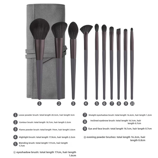 Elosung Gray 12 Piece Professional Makeup Brush Set With Cosmetic Bag Premium Synthetic Fiber Handle Aluminum Tube Brushes