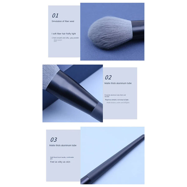 Elosung Dark Blue 12 Piece Professional Makeup Brush Set With Cosmetic Bag Premium Synthetic Fiber Brushes