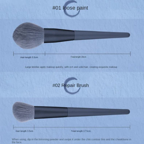 Elosung Dark Blue 12 Piece Professional Makeup Brush Set With Cosmetic Bag Premium Synthetic Fiber Brushes