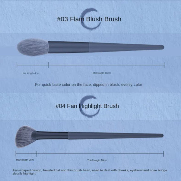 Elosung Dark Blue 12 Piece Professional Makeup Brush Set With Cosmetic Bag Premium Synthetic Fiber Brushes