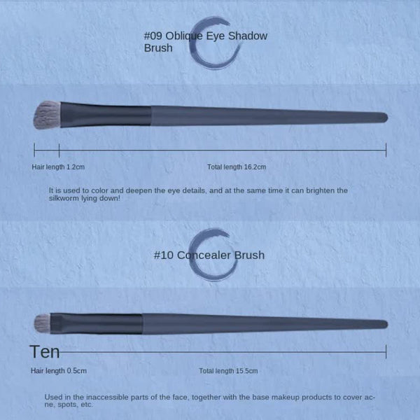 Elosung Dark Blue 12 Piece Professional Makeup Brush Set With Cosmetic Bag Premium Synthetic Fiber Brushes