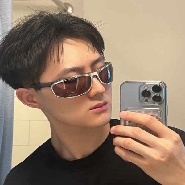 Elosung Pink Lenses With Brown Edges Trendy Curved Sunglasses Cat Eye Design Uv Protection Stylish Glare Blocking Shades Sunglasses Accessories