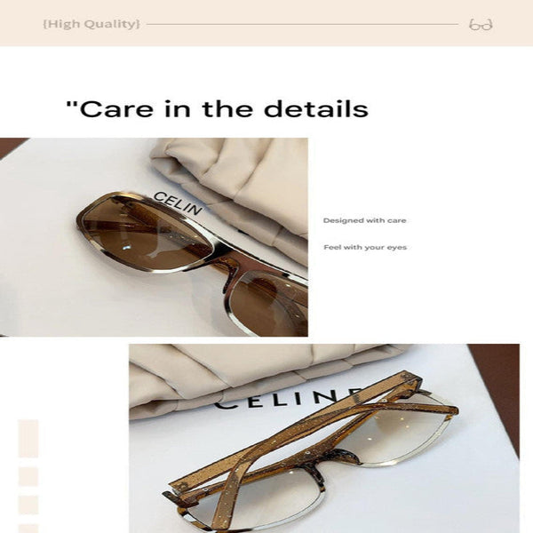 Elosung Pink Lenses With Brown Edges Trendy Curved Sunglasses Cat Eye Design Uv Protection Stylish Glare Blocking Shades Sunglasses Accessories