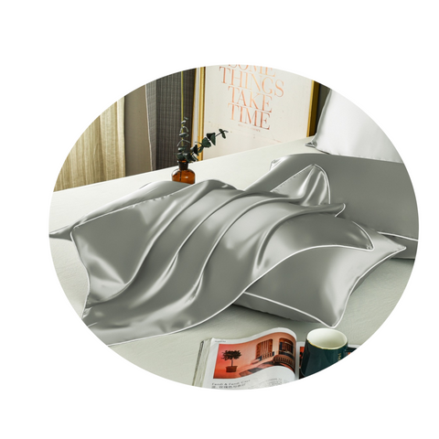 Grey Luxury Satin Silk Pillowcase Summer Cooling Polyester Cover Set Pillow Cases