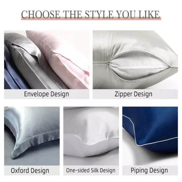 Black Luxury Double Sided Satin Silk Pillowcase Summer Cooling Polyester Cover Set(Without Core) Pillow Cases