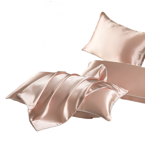 Elosung Pink Luxury Double Sided Satin Silk Pillowcase Summer Cooling Polyester Cover Set(Without Core) Pillow Cases