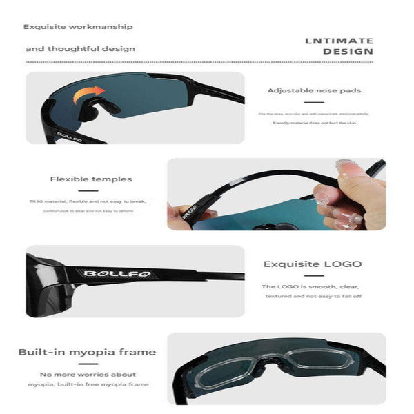 Purple Gradient Lens Lightweight Uv400 Photochromic Cycling Glasses Anti Wind Protective For Outdoor Sports Sunglasses