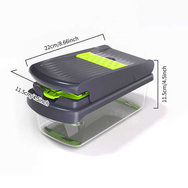 Green And White 14 Piece Multifunctional Vegetable Chopper Slicer Set Choppers