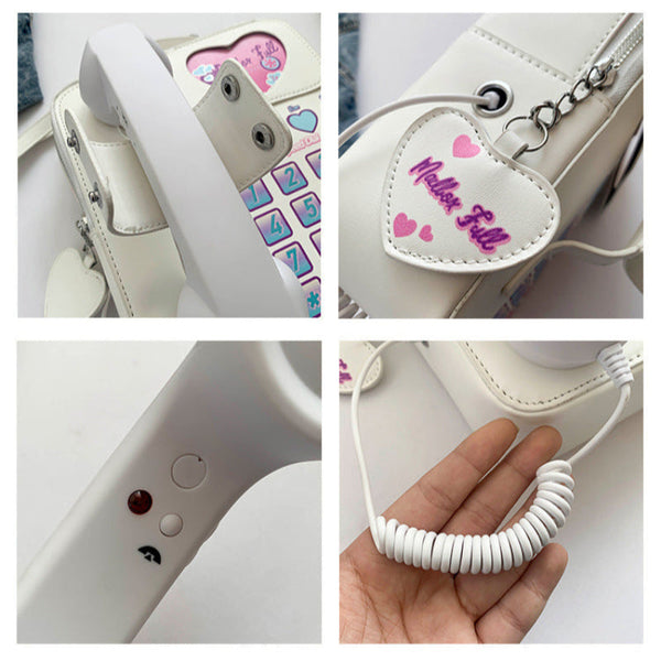 Elosung Blue Sweet Girl Creative Crossbody Bag With Telephone Design Pu Material Lightweight And Unique Women's Bags & Handbags