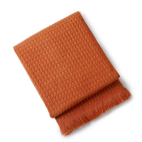 Elosung 130X230cm Caramel Nordic Knitted Throw Blanket With Tassels And Waffle Weave Throws & Afghans