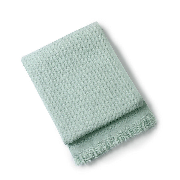 Elosung 130X230cm Cyan Nordic Knitted Throw Blanket With Tassels And Waffle Weave Throws & Afghans