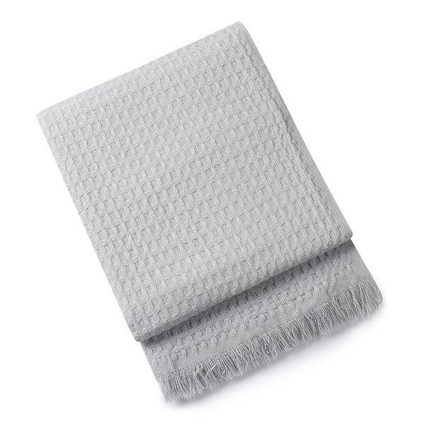 Elosung 130X230cm Grey Nordic Knitted Throw Blanket With Tassels And Waffle Weave Throws & Afghans